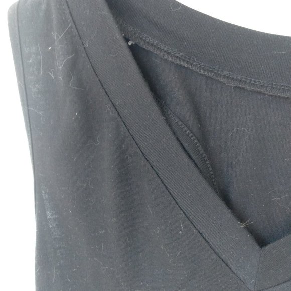 BLACK TANK TOP V-NECK SIZE SMALL WOMEN POLY/SPANDEX? RACERBACK - Picture 4 of 8